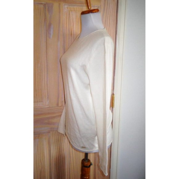 NWT - $125.00 - MASSIMO DUTTI Ivory 100% Cashmere Round Neck Sweater Size L - Picture 3 of 8